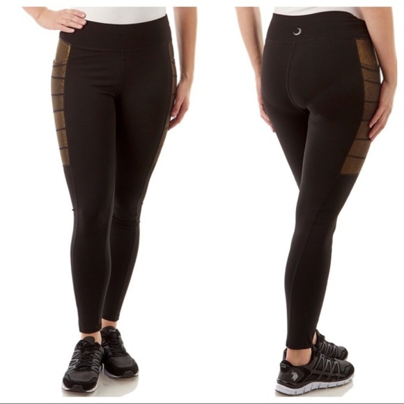 BSP Pants - BSP BETTER SPORTS GOLD METALLIC /BLACK LEGGINGS M